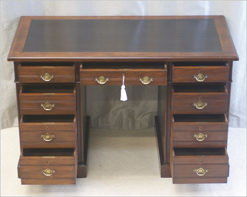 2062 Small Antique Walnut Pedestal Desk JAS Shoolbred (4)